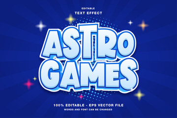 Astro Games title cartoon editable text effect