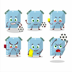 Blue sticky notes cartoon character working as a Football referee