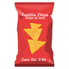 Tortilla chips corn snack fast food bag concept illustration vector