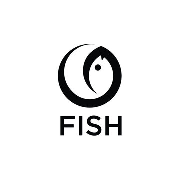 fish logo design with circle shape for fishing and outdoor apparel