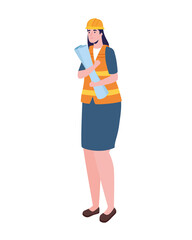 engineer woman with blueprint