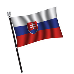 Slovakia flag , flag of Slovakia waving on flag pole, vector illustration EPS 10.