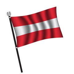 Austria flag , flag of Austria waving on flag pole, vector illustration EPS 10.
