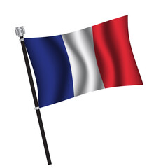 France flag , flag of France waving on flag pole, vector illustration EPS 10.