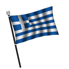 Fototapeta premium Greek flag , flag of Greek waving on flag pole, vector illustration EPS 10.