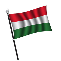 Hungary flag , flag of Hungary waving on flag pole, vector illustration EPS 10.