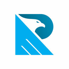 initial r letter eagle logo design