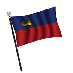 Liechtenstein flag , flag of Liechtenstein waving on flag pole, vector illustration EPS 10.