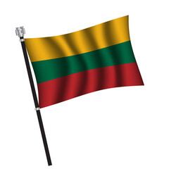 Lithuania flag , flag of Lithuania waving on flag pole, vector illustration EPS 10.