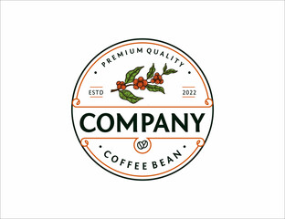 Vintage coffee bean shop logo template