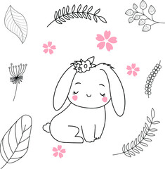 Seamless childish pattern with cute animals in black and white style. Vector illustration. Beautiful animals. Creative scandinavian kids textures for fabric, wrapping, textile, wallpaper, clothes.