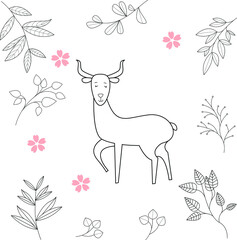 Seamless childish pattern with cute animals in black and white style. Vector illustration. Beautiful animals. Creative scandinavian kids textures for fabric, wrapping, textile, wallpaper, clothes.