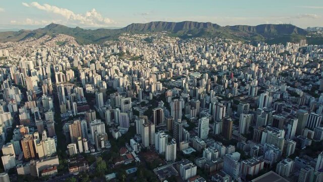 Aerial view of the city of Belo Horizonte, in Minas Gerais, Brazil. 4K.
