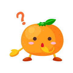 不思議そうな顔のかわいいみかんのキャラクターのイラスト