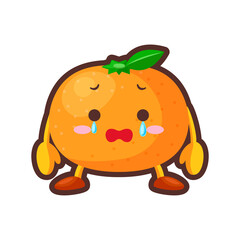 涙を流すかわいいみかんのキャラクターのイラスト