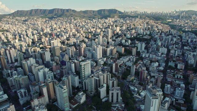 Aerial view of the city of Belo Horizonte, in Minas Gerais, Brazil. 4K.