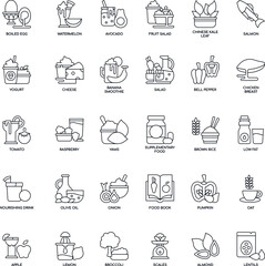 Healthy Food flat vector outline icon collection set