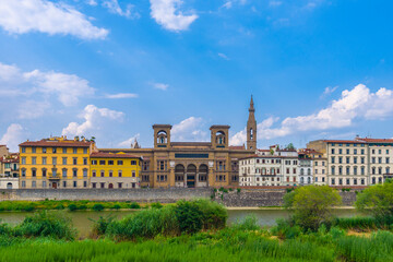 Fototapeta premium Florence city line near Arno riverside in Italy