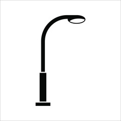 Street light line black and white vector icon. Lamppost flat silhouette on white background. eps 10