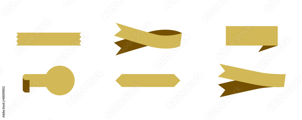 Aufkleber set of ribbon in various styles. empty element in golden color for text copy space. elegant vector f