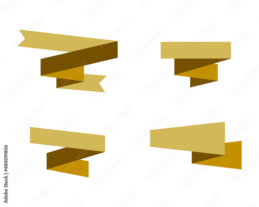 Poster set of multiply ribbon collections in golden color. empty element decoration for text copy space. el