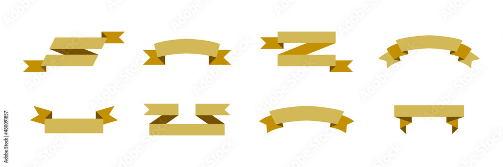 Aufkleber set of ribbon collections in golden color. empty element decoration for text copy space. elegant vec