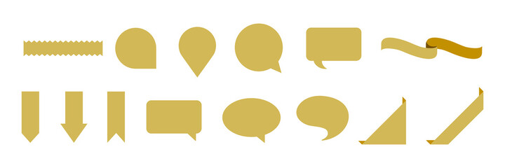 empty object collections in various styles. set of blank elements in vector to decorate elegant theme design.  various element illustration in golden.