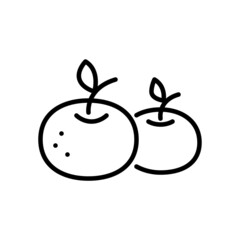 Chinese tangerines. Symbols of New Year. Pixel perfect, editable stroke icon
