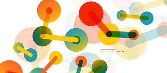 Abstract background. Round dots connected by lines. Trendy techno business template for wallpaper, banner, background or landing