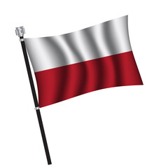 Poland flag , flag of Poland waving on flag pole, vector illustration EPS 10.