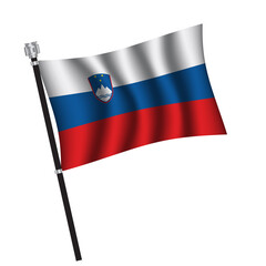 Slovenia flag , flag of Slovenia waving on flag pole, vector illustration EPS 10.