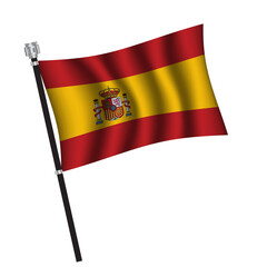 Spain flag , flag of Spain waving on flag pole, vector illustration EPS 10.