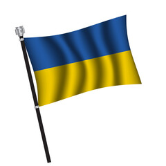 Ukrainian flag , flag of Ukrainian waving on flag pole, vector illustration EPS 10.