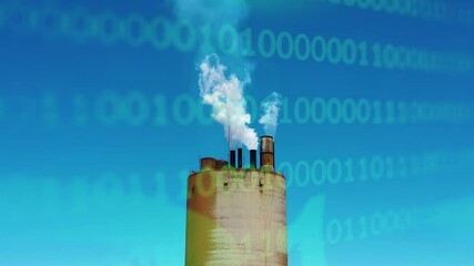 Global warming and Climate Change. Environment protection and nature preservation. Toxic smoke from industrial factory in the blue sky. Environment emissions reduction.