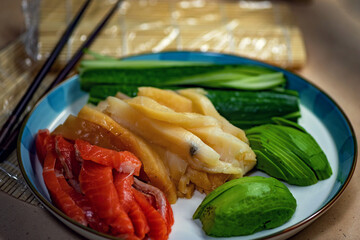 Ingredients for making sushi