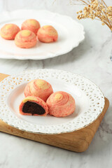 Red Bean Spiral Thousand Layer Mooncake, Pastry Style Moon Cakes Filled with Sweetened Red Bean Paste