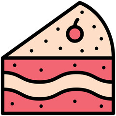 Cake Slice filled line color icon
