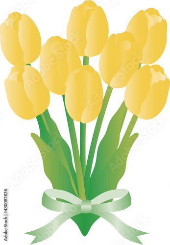 チューリップ 春 花 花束 ギフト プレゼント お祝い イラスト素材 Anniversary Wall Mural Anniversa Ribbon S