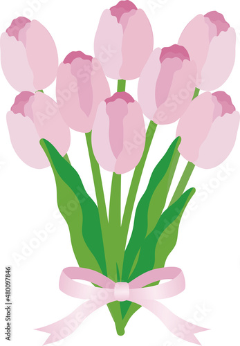 チューリップ 春 花 花束 ギフト プレゼント お祝い イラスト素材 Anniversary Wall Mural Anniversa Ribbon S