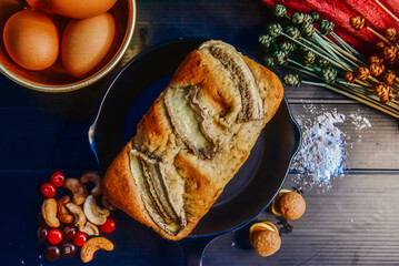 Cakes on the dining table, high angle view