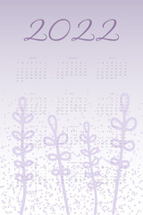 2022 calendar trendy very peri lavender palette with hand drawn botanical elements