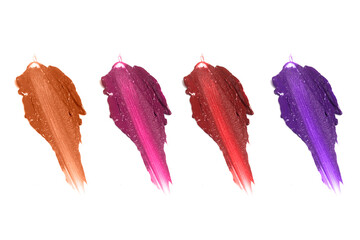 cosmetic makeup swatch smudge liquid lipstick product with beauty fashion skincare, cream blusher...