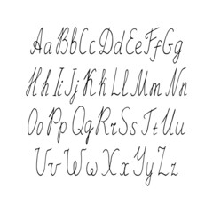 English alphabet hand drawn. vector, monochrome. letters, written, font.