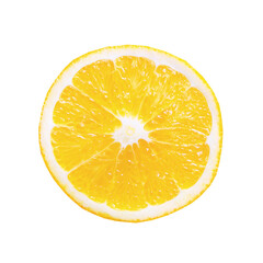 Sliced lemon. A slice of juicy tropical fruit cut in half across. Lemon, citrus fruit isolated on a white background for design and web.
