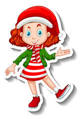 A girl in Christmas costumes
