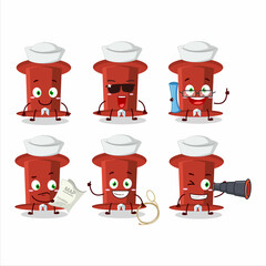 A character image design of red push pin as a ship captain with binocular