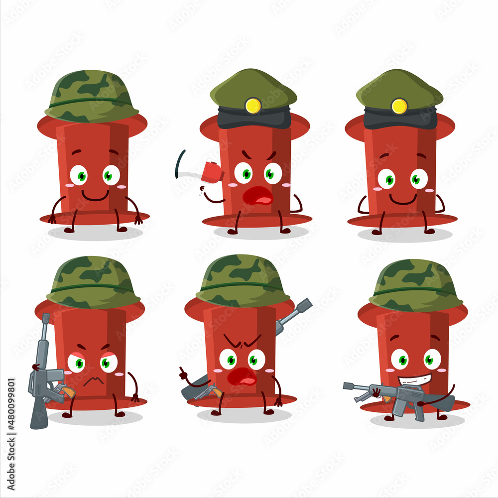 Sticker a charming soldier red push pin cartoon picture bring a gun machine