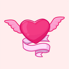 Cute heart with wings
