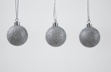 christmas silver ball isolated white background.