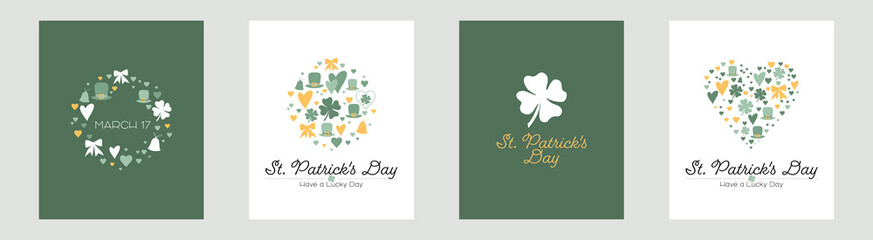 St. Patrick's Day card set. - obrazy, fototapety, plakaty
